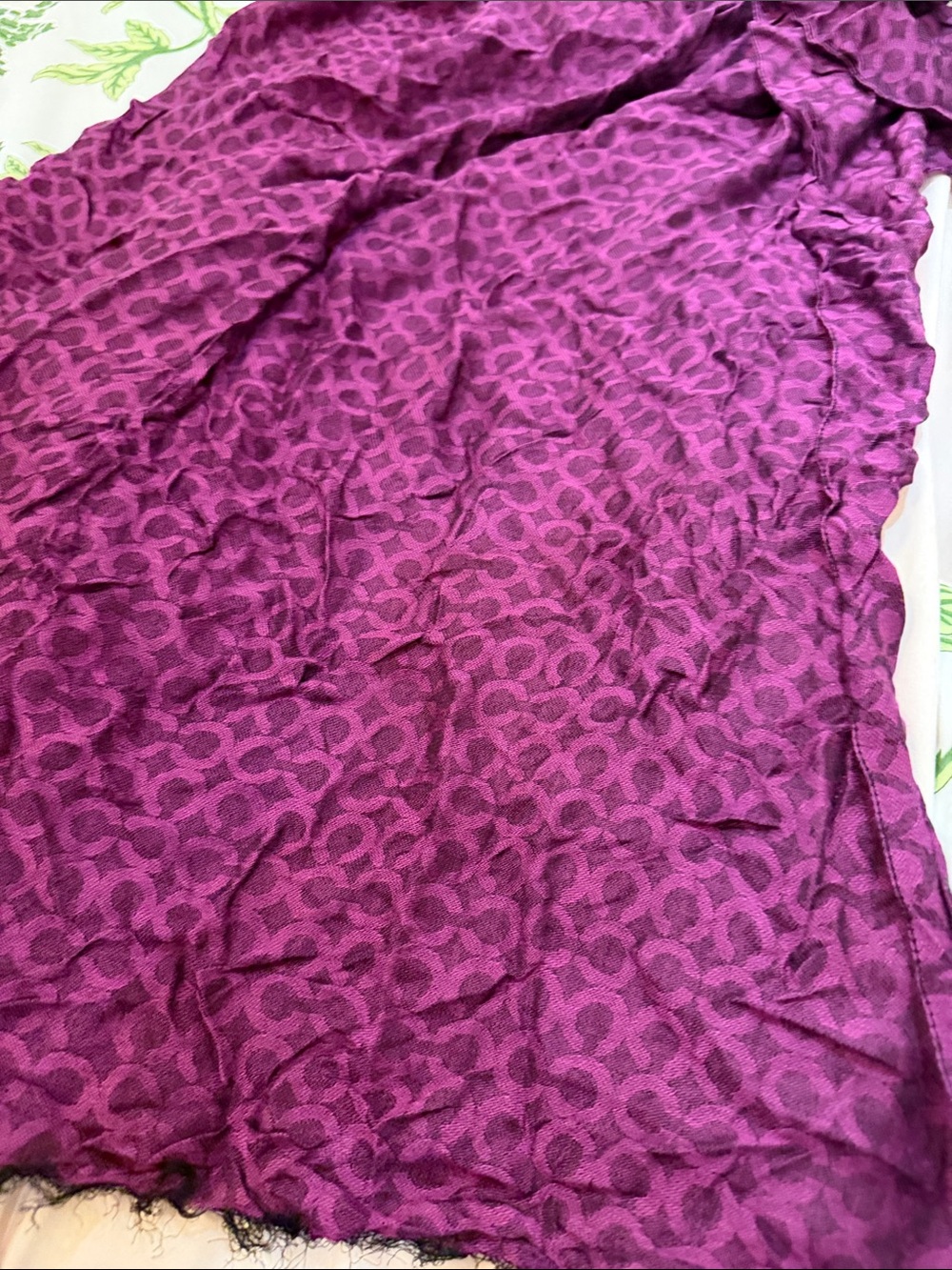 Long Coach Purple Patterned Scarf